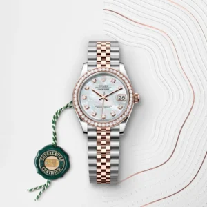 rolex datejust woman oyster, 31 mm, oystersteel, everose gold and diamonds (automatic) zr quality