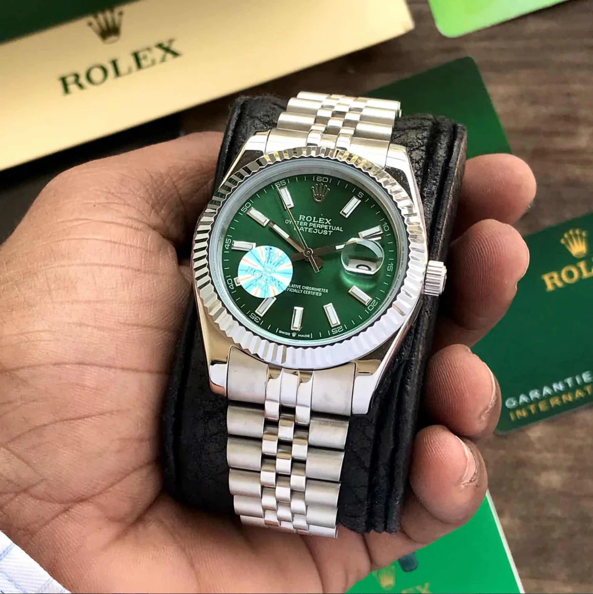 rolex date just 41 mint green dial & jubli chain automatic mens watch rolex date just 41 mint green dial & jubli chain automatic mens watch