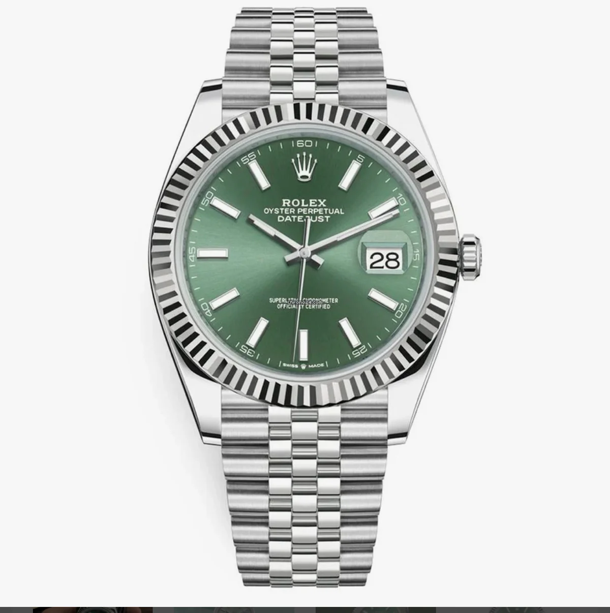 rolex date just 41 mint green dial & jubli chain automatic mens watch rolex date just 41 mint green dial & jubli chain automatic mens watch