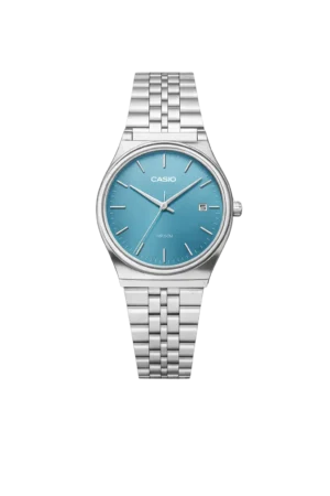 casio analog mtp silver tiffny blue