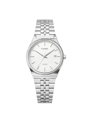 casio analog mtp silver white