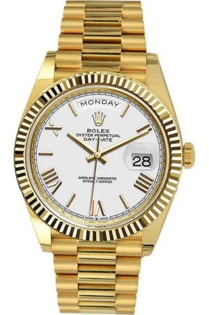 rolex day date 41 228238 fluted bezel white dial