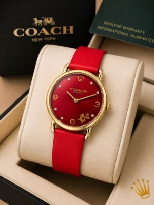 coach women's premium leather watch