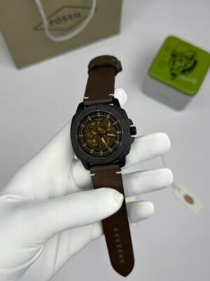 fossil full automatic leather strap watch